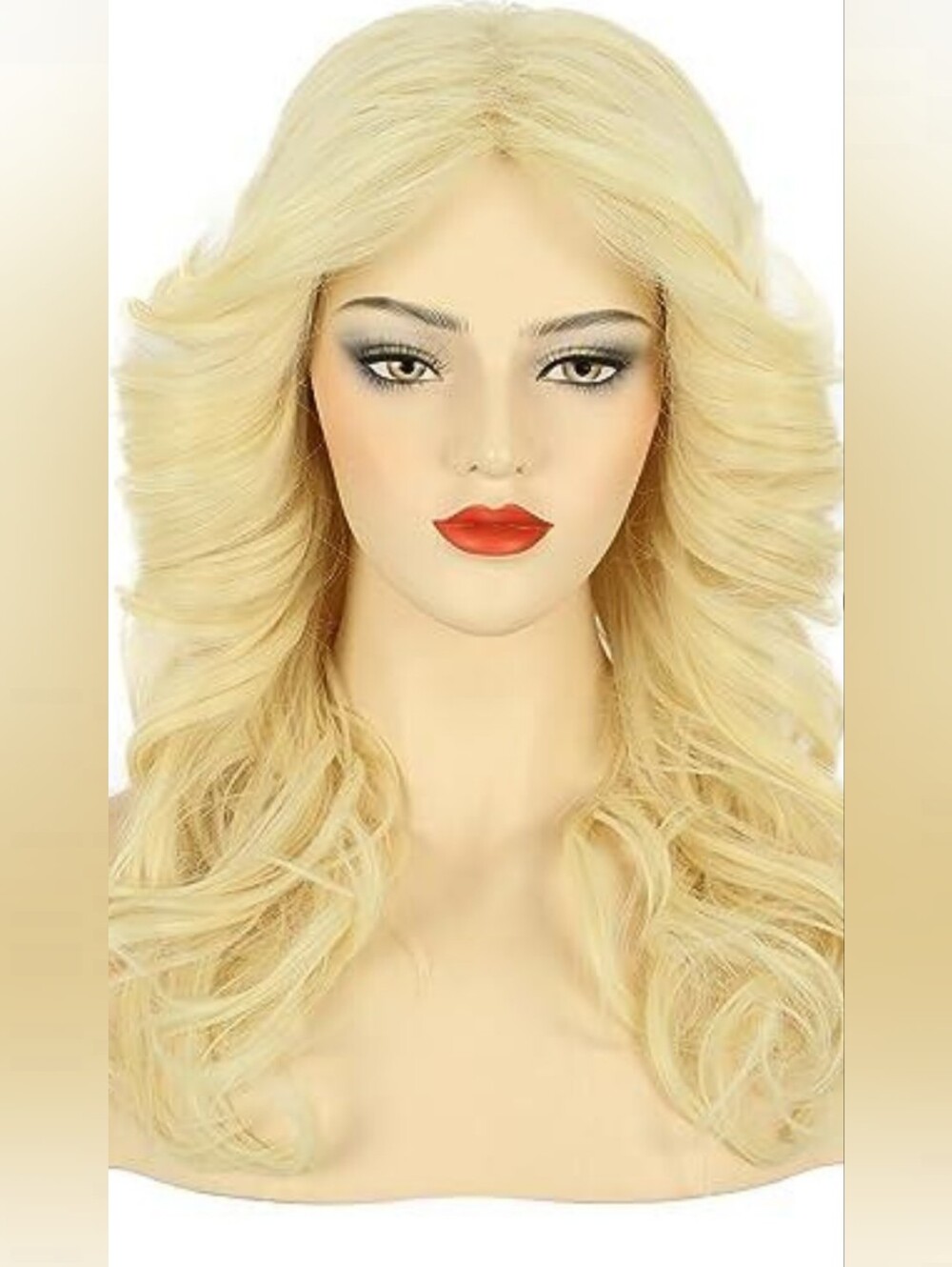 Blonde 1970s Farrah Faucette Center Part Long Wavy Women's Wig - Natural Look
